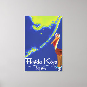 Toile Florida Keys Pelican Vintage affiche voyage
