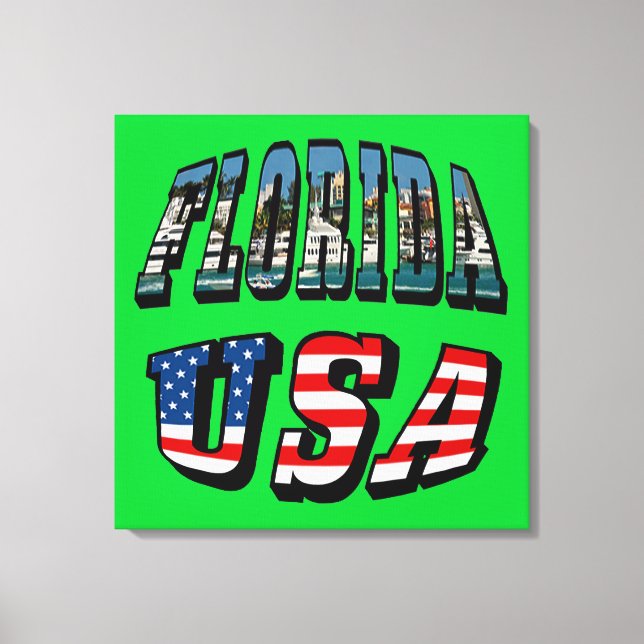Toile Floride Photo et USA Flag Text (Recto)