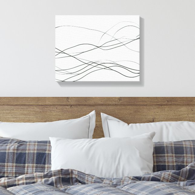 Toile Flow of Lines – Minimalist Abstract Black Line Art (Insitu(Chambre))