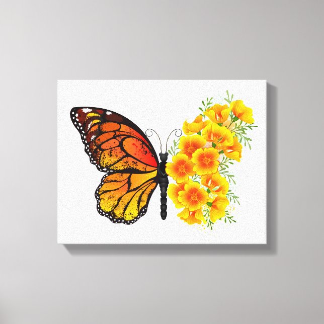 Toile Flower Butterfly with Yellow California Poppy (Recto)
