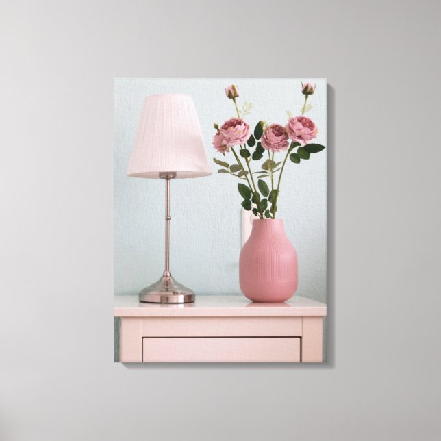 Toile Flowers | Pale Pink Roses on Nightstand (Recto)