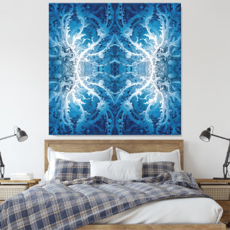 Toile Flux cosmique sacré - Symétrie argent bleu