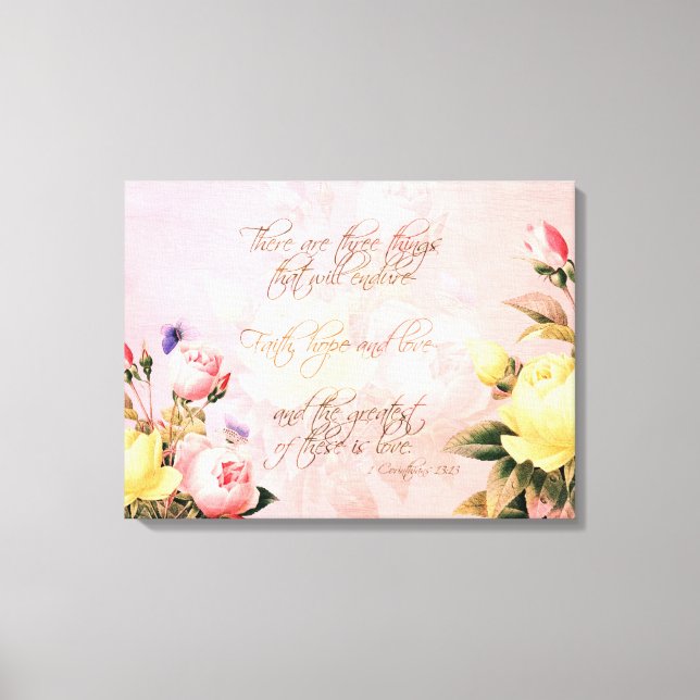 Toile Foi, Amour et Espoir Roses (Recto)