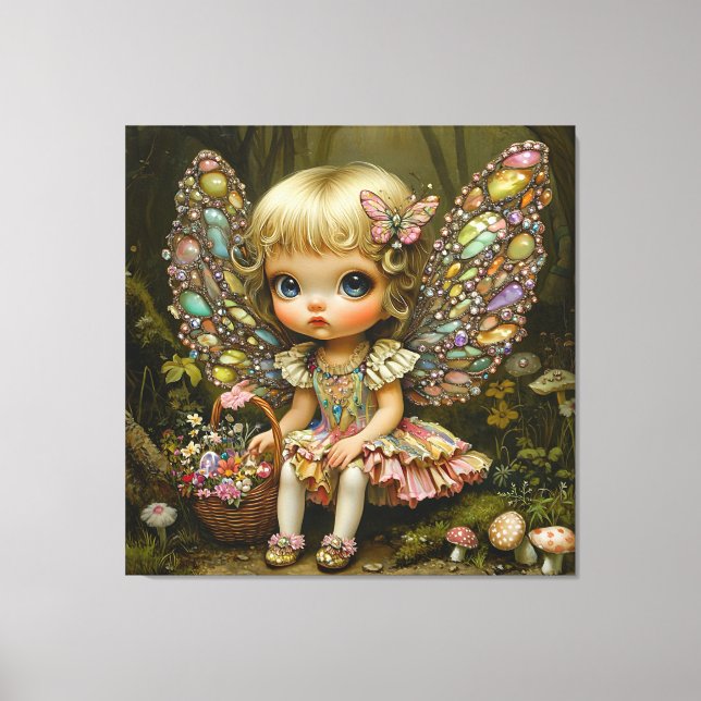 Toile Foi mignonne avec les ailes de pierres précieuses (Recto)