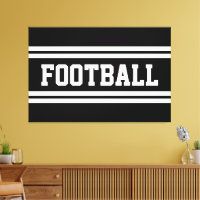 FOOTBALL Bold Sporty Black White Racing Stripes