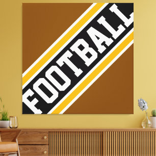 Toile FOOTBALL Noir Marron Orange Rayures Athlétiques