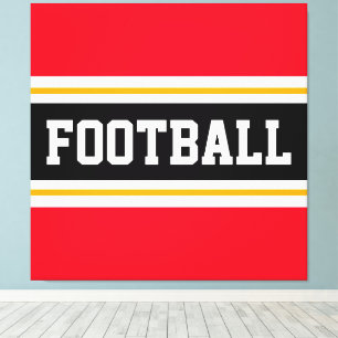 Toile FOOTBALL Sportif Rouge Noir Blanc Jaune Stripes