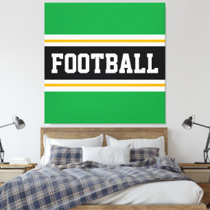 Toile FOOTBALL Vert noir blanc jaune Stripes sportives