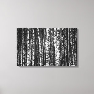 Toile Forêt Abstraite de Birch Noir et Blanc