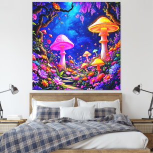 Toile Forêt de champignons enchantée