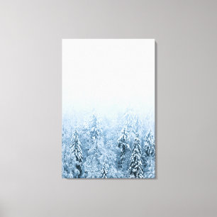 Toile Forêt d'épinette de hêtre recouverte de neige dans