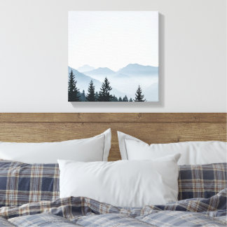 Toile Forêt minimale de montagne brumeuse