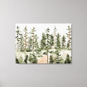 Toile Forêt verte à l'aquarelle