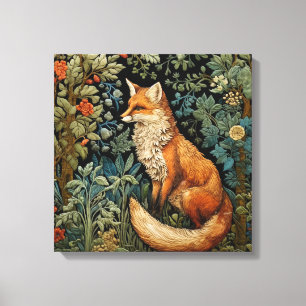 Toile Forêt vintage Fox William Morris Botanique inspiré