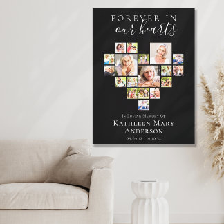 Toile Forever in Our Hearts Photo Collage noir