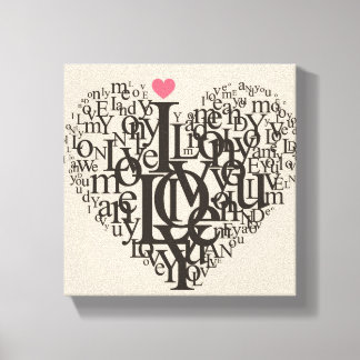 Toile Forme cardiaque à partir de lettres