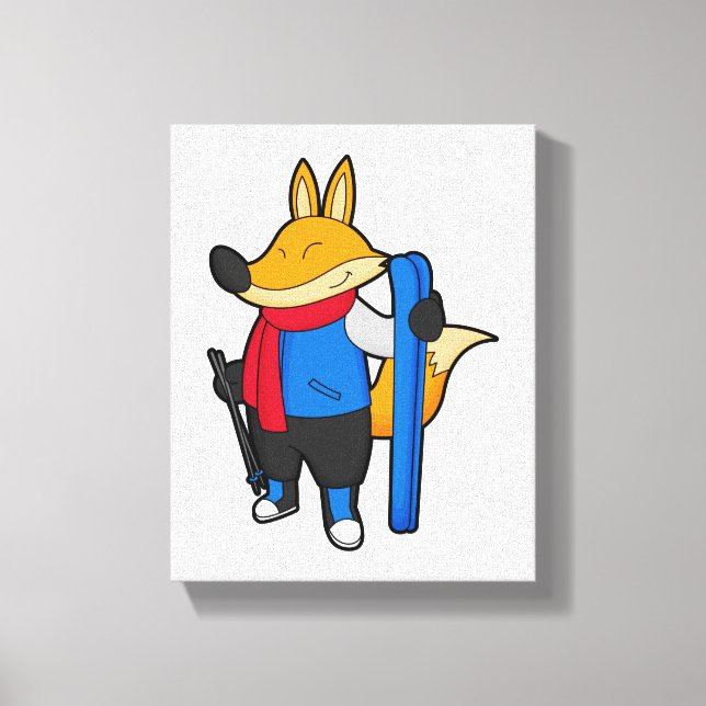 Toile Fox en ski avec ski (Recto)