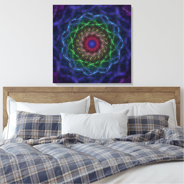 Toile Fractale Mandala Néon (Insitu(Chambre))