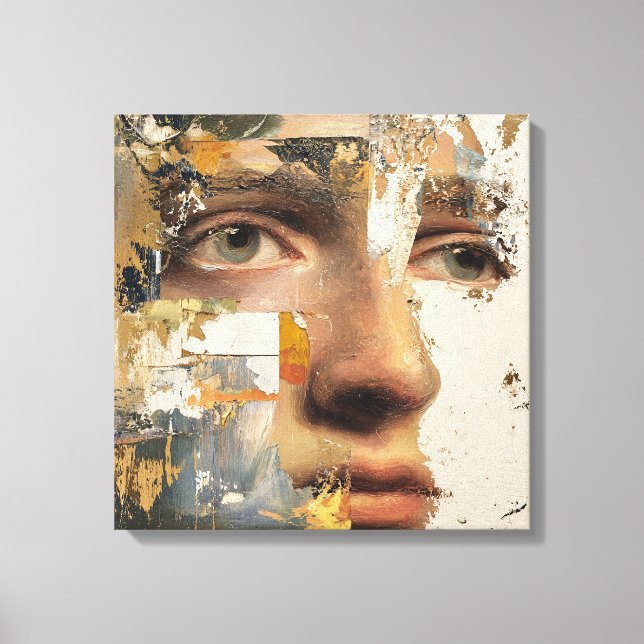 Toile Fragmented Abstract Portrait - Face Textured (Recto)
