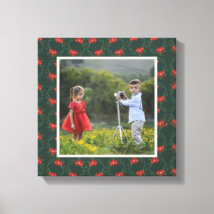 Toile Frame Festif de Noël Floral Photo personnalisée