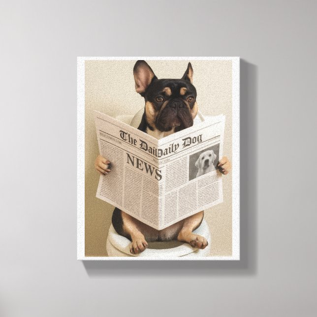 Toile Français aux toilettes, lecture du journal (Recto)