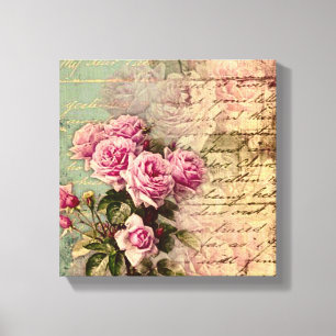 Toile francais chic, shabby chic, roses roses roses, flo