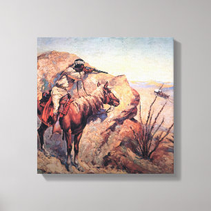 Toile Frederic Remington Art Occidental "Apache Ambush"