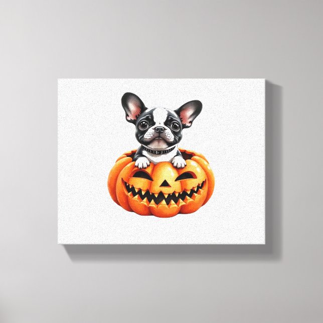 Toile French Bulldog Happy Halloween Classique citrouill (Recto)