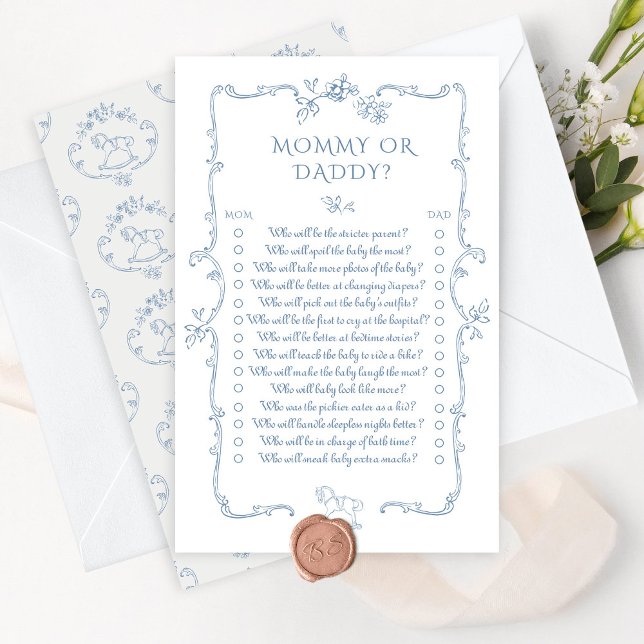 Toile French mommy or Daddy baby shower game (Creator Uploaded)