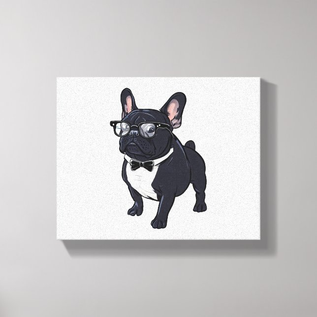 Toile Frenchie dans Tuxedo avec lunettes (Recto)