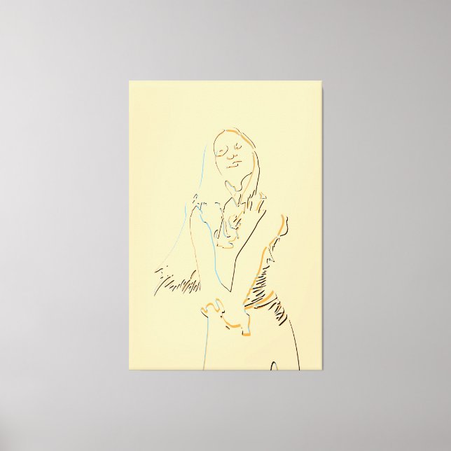 Toile Fresh Black Line Art Dancing Femme (Recto)