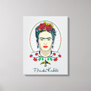 Toile Frida Kahlo  Flore Vintage