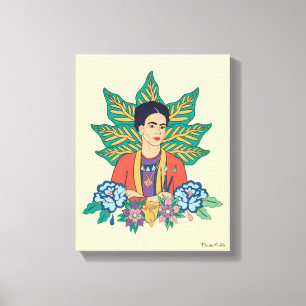 Toile Frida Kahlo Graphisme floral coloré