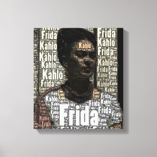 Toile Frida Kahlo Lettering Portrait
