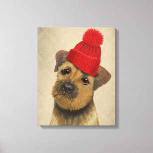 Toile Frontière Terrier avec le casquette rouge de