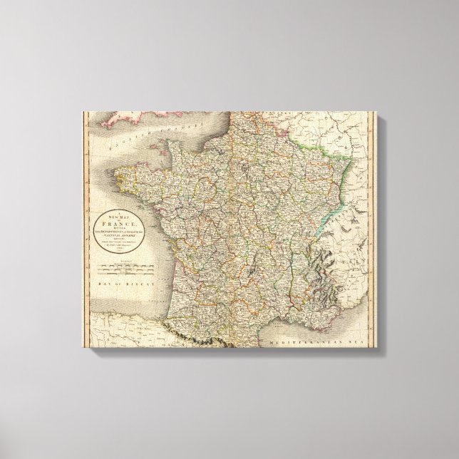 Toile Frontières du département de France (Recto)