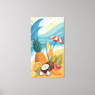 Toile fruits juteux ananas oranges et coco
