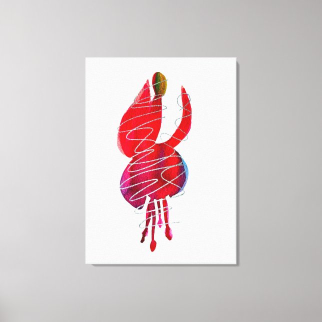 Toile Fuchsia abstraite aquarelle florale (Recto)