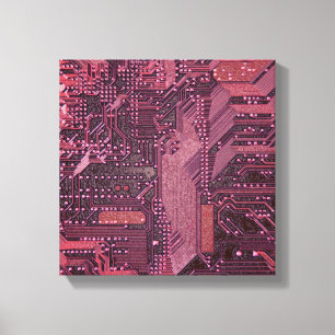 Toile Fuchsia Cyber Circuit Board Tech Art Electronique