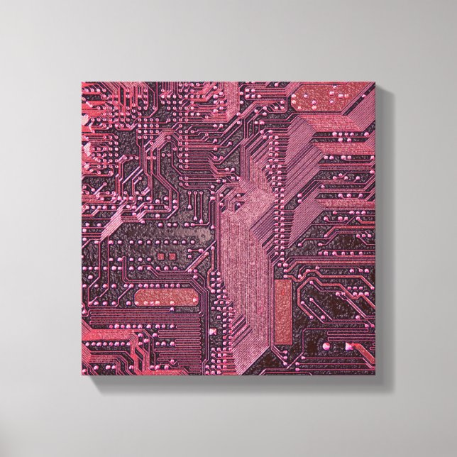 Toile Fuchsia Cyber Circuit Board Tech Art Electronique (Recto)