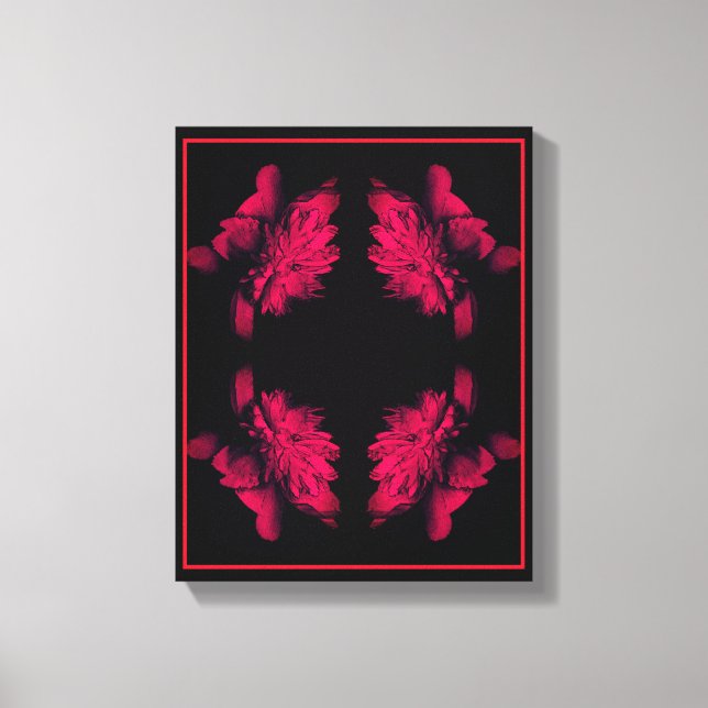 Toile Fuchsia Peony Art Floral Abstrait (Recto)