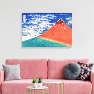 Toile Fuji rouge   Hokusai  