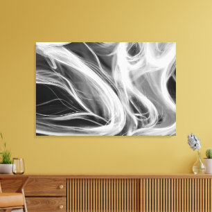 Toile fumée blanche abstraite sur fond noir