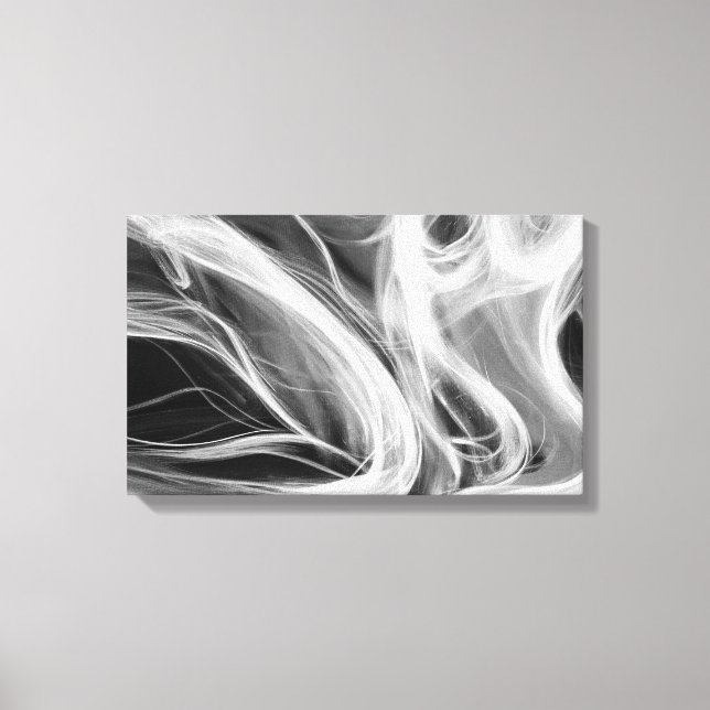 Toile fumée blanche abstraite sur noir (Recto)