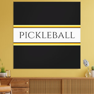 Toile Fun Black Blanc Orange PICKLEBALL Stripes de cours