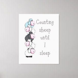 Toile Fun Comptage Sheep Jusqu'À Ce Que Je Dors Citation