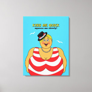 Toile Funny Beach Thème Balnéaire Kiss Me Quick Woman