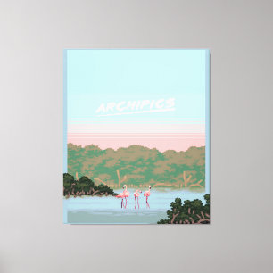 Toile Funny Four Famingo Lovers Flamant rose Cadeaux L