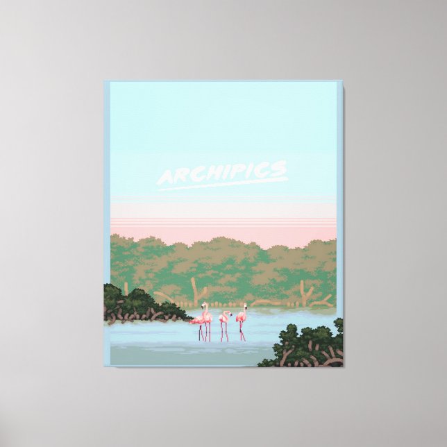 Toile Funny Four Famingo Lovers | Flamant rose Cadeaux L (Recto)