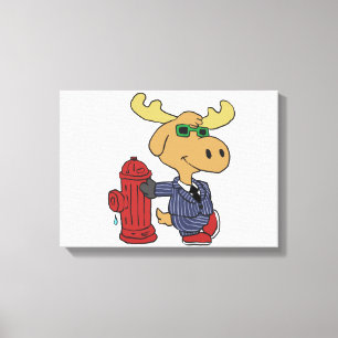 Toile Funny Moose en bleu choose backgror